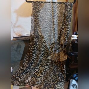 Leopard Print Chiffon Scarf